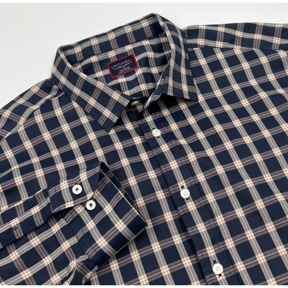 UNTUCKit Men's XXXL Tall Green Plaid Polyester Long Sleeve Button‎ Down Shirt